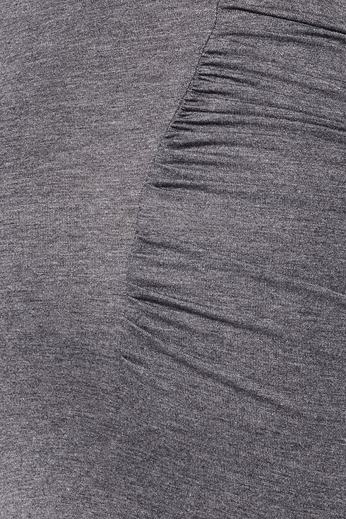 2 Pc. Sleeveless Crop Top W/ Knot In The Front & Maxi Skirt - Charcoal Grey - SohoGirl.com